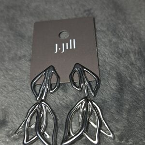 J.Jill Black and Silver Leaf Earrings
